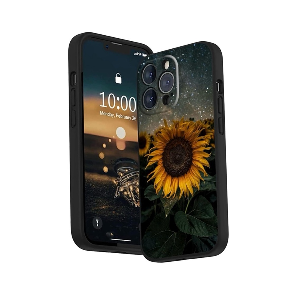iPhone 13 Pro Max Case, Sunflower Night Starry Sky Pattern Design